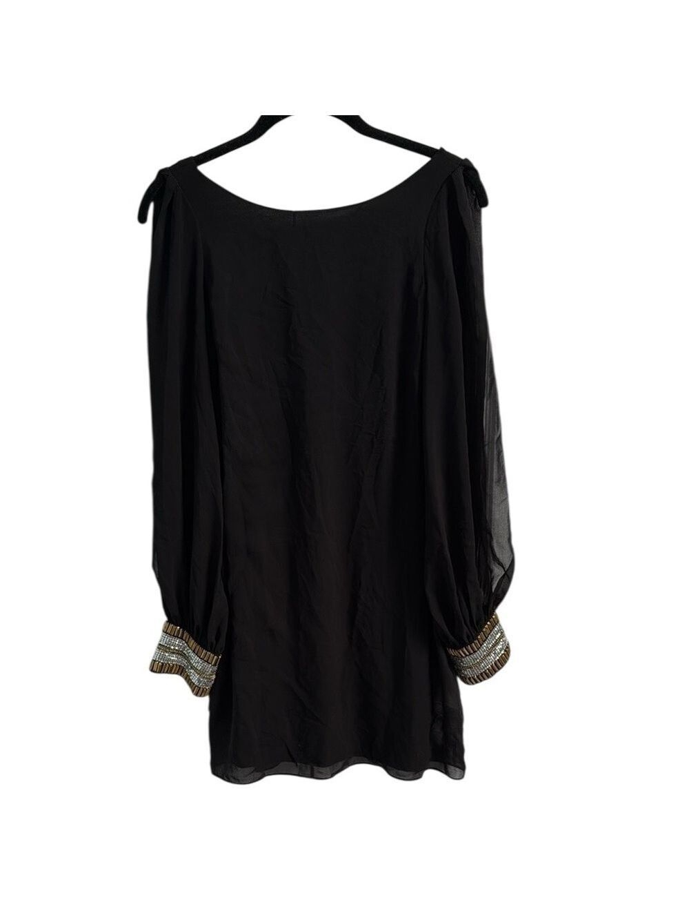 Bebe Embellished Cuff Sheer Sleeve Shift Dress Size XS - Picture 3 of 12